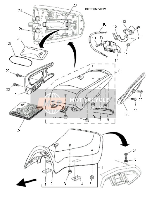 5YKF478E0000, Cable, Seat Lock, Yamaha, 0