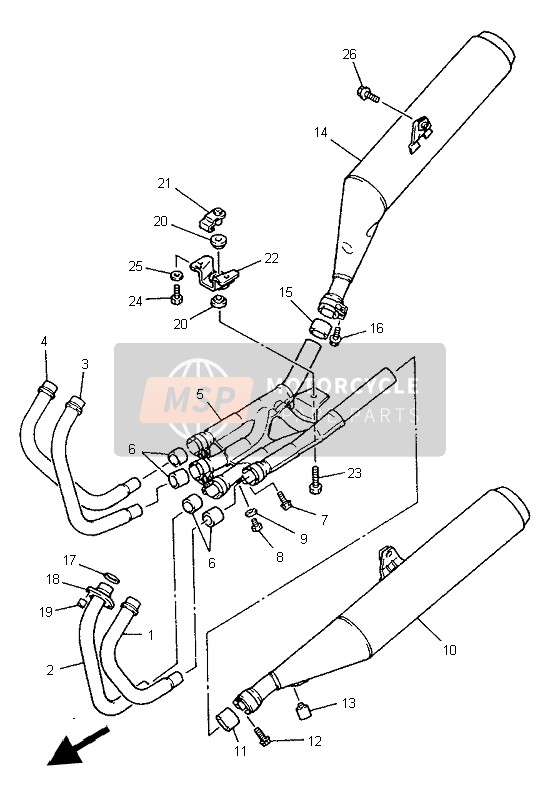 Yamaha XJ900S DIVERSION 1997 Exhaust for a 1997 Yamaha XJ900S DIVERSION