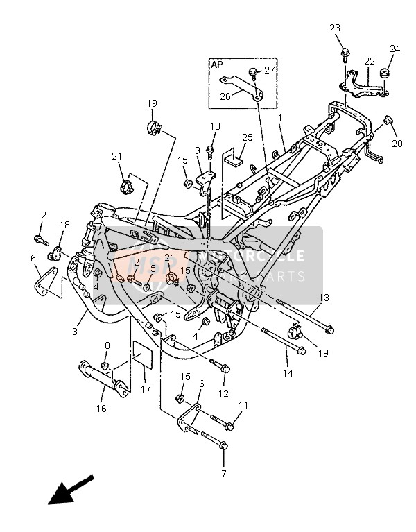 901051073700, Bolt, Washer Based, Yamaha, 2