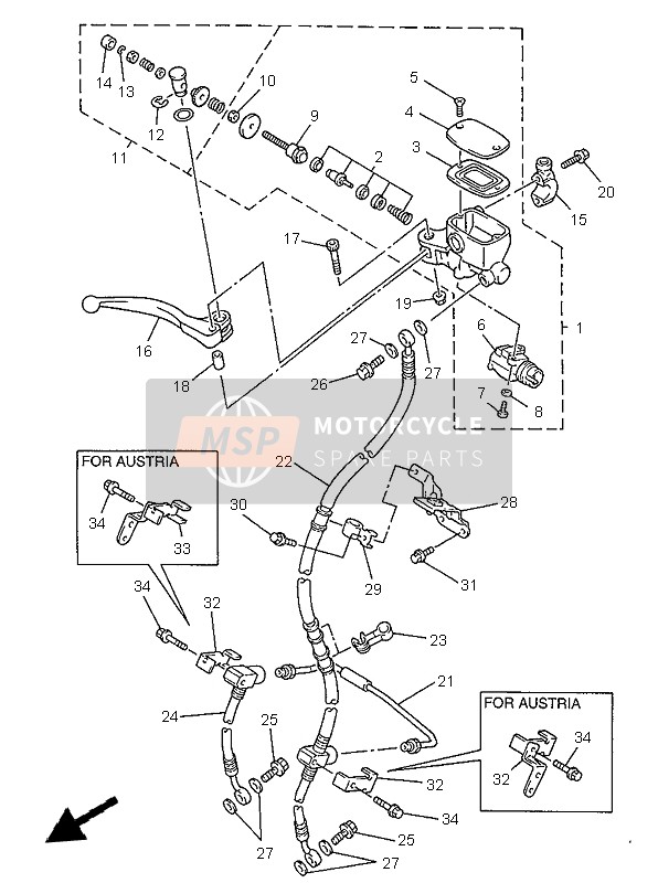 Yamaha XJ900S DIVERSION 1997 Front Master Cylinder for a 1997 Yamaha XJ900S DIVERSION