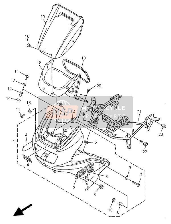 Yamaha XJ900S DIVERSION 1997 Cowling 1 for a 1997 Yamaha XJ900S DIVERSION