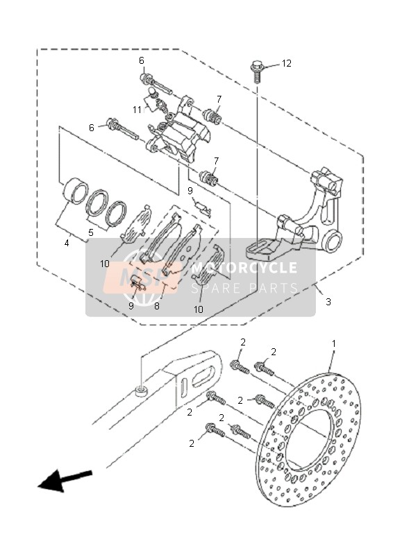 Yamaha TDM900 2007 Pinza de freno trasero para un 2007 Yamaha TDM900