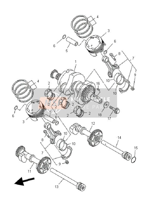 Yamaha TDM900A 2007 Crankshaft & Piston for a 2007 Yamaha TDM900A