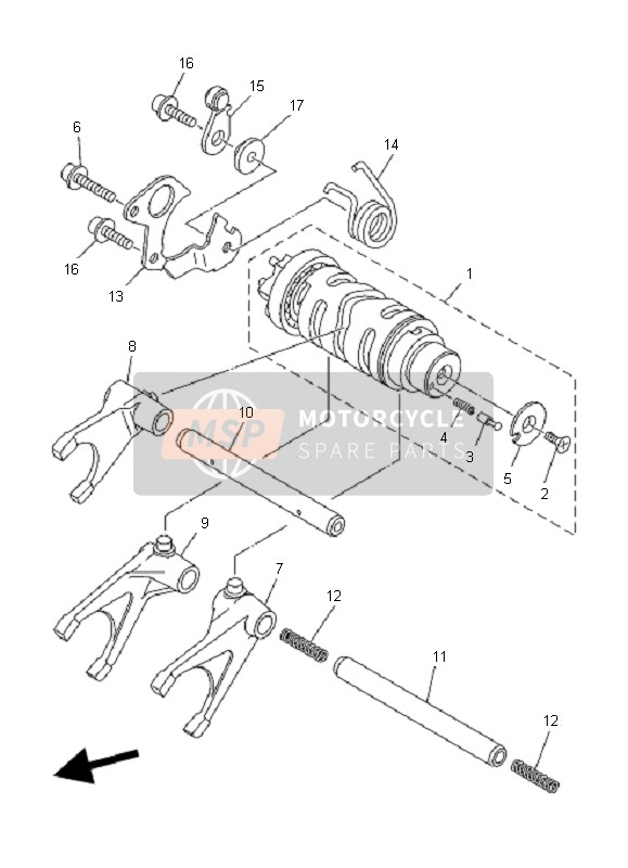 Yamaha TDM900A 2007 Shift Cam & Fourchette pour un 2007 Yamaha TDM900A