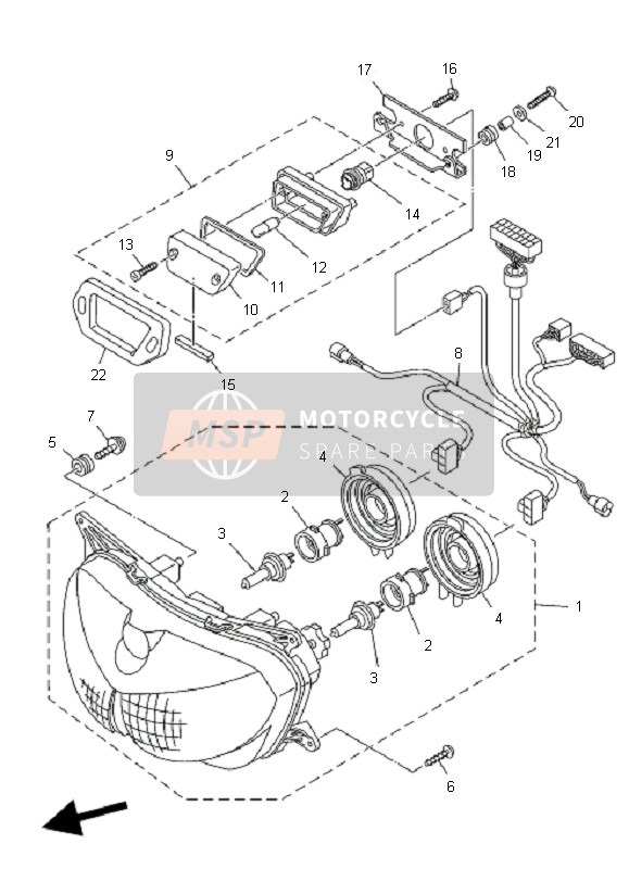 2B0843591000, Cord, Headlight, Yamaha, 0