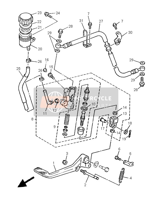 4BP2583V0100, Rr. Hoofdcilinder Assy., Yamaha, 2