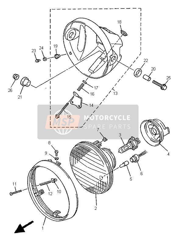 4KG843300000, Faro Ant.Compl.        XJR1300, Yamaha, 3