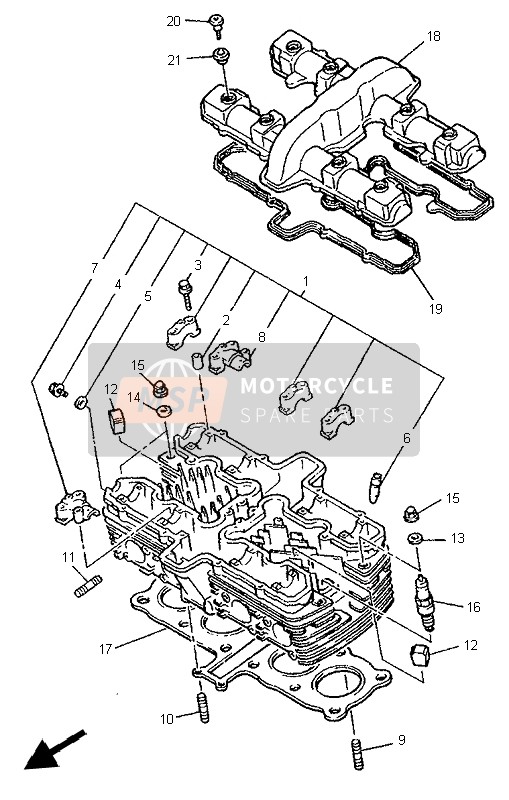 Yamaha XJR1200SP 1997 Cylinder Head for a 1997 Yamaha XJR1200SP