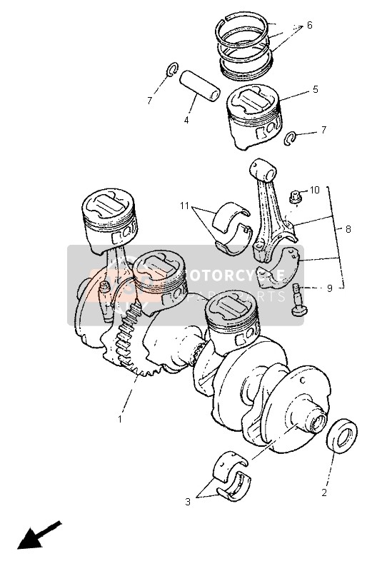 Yamaha XJR1200SP 1997 Crankshaft & Piston for a 1997 Yamaha XJR1200SP