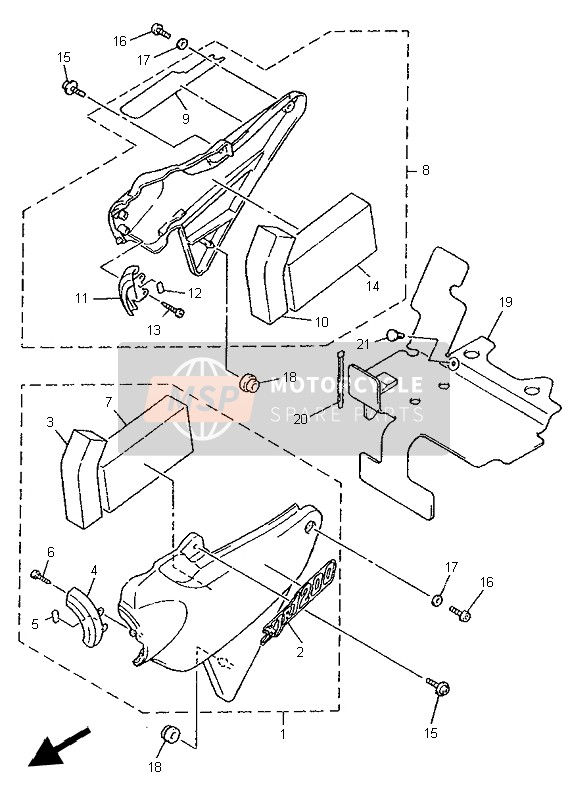 Yamaha XJR1200SP 1997 Cubierta lateral para un 1997 Yamaha XJR1200SP