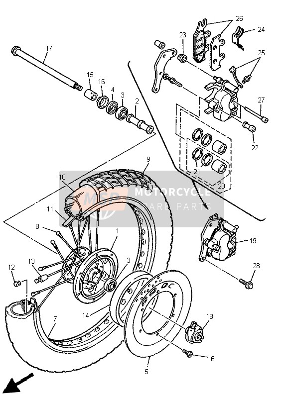 Yamaha XT600E 1997 Front Wheel for a 1997 Yamaha XT600E