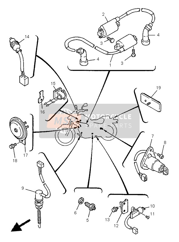 3LD825666000, Interruttore Di Cavalletto Laterale, Yamaha, 0