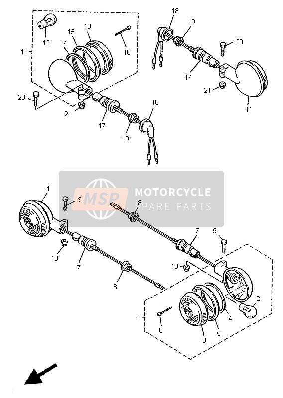 Yamaha XV250-S VIRAGO 1997 Luce lampeggiante per un 1997 Yamaha XV250-S VIRAGO