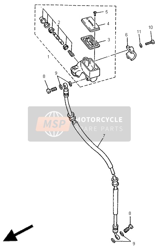 Yamaha XV535-S VIRAGO 1997 Front Master Cylinder (Flat Handle) for a 1997 Yamaha XV535-S VIRAGO