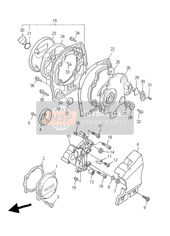 5UX1541A1000, Stay,Crankcasecover 1, Yamaha, 0