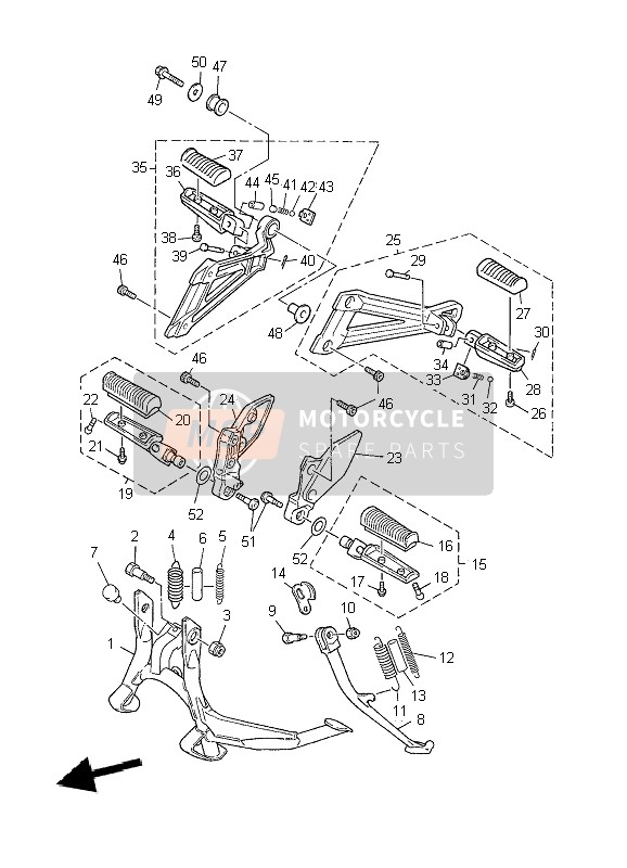 5EA274100000, Voetsteun Vooraan Assy (Left), Yamaha, 3