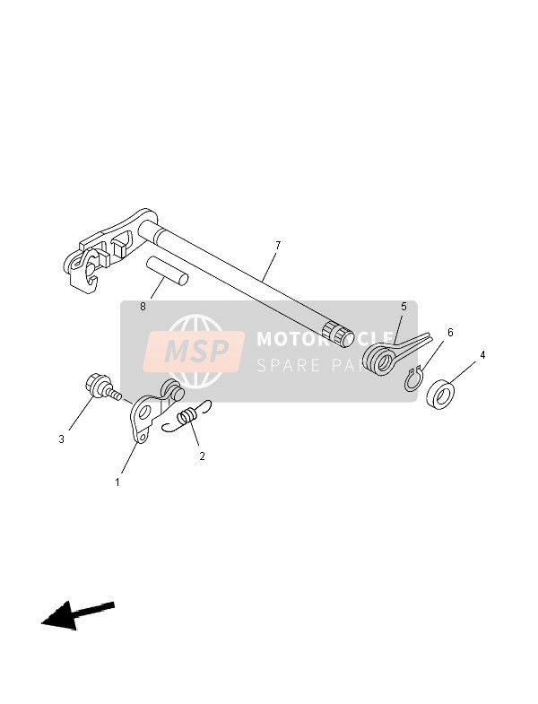 Yamaha XT125R 2007 Arbre de changement de vitesse pour un 2007 Yamaha XT125R