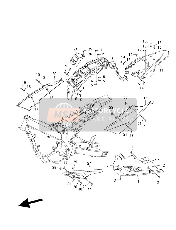 Yamaha XT125R 2007 Rear Body for a 2007 Yamaha XT125R