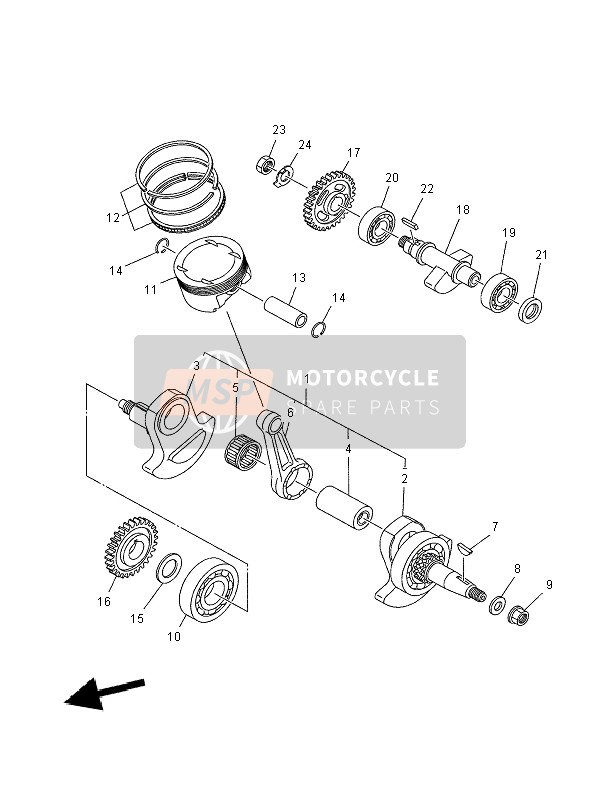 Yamaha XT660X 2007 Vilebrequin & Piston pour un 2007 Yamaha XT660X