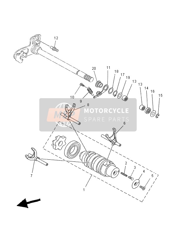 Yamaha XT660X 2007 SCHALTWALZE & GABEL für ein 2007 Yamaha XT660X