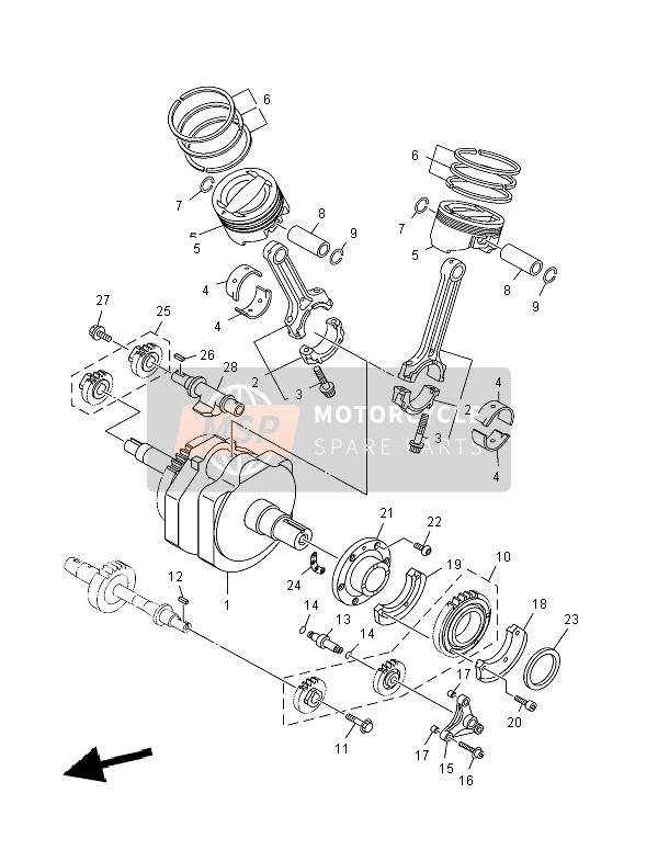 Yamaha XV1900A MIDNIGHT STAR 2007 Crankshaft & Piston for a 2007 Yamaha XV1900A MIDNIGHT STAR