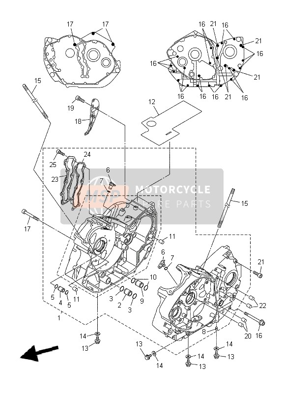 Yamaha XVS1300A 2007 Crankcase for a 2007 Yamaha XVS1300A