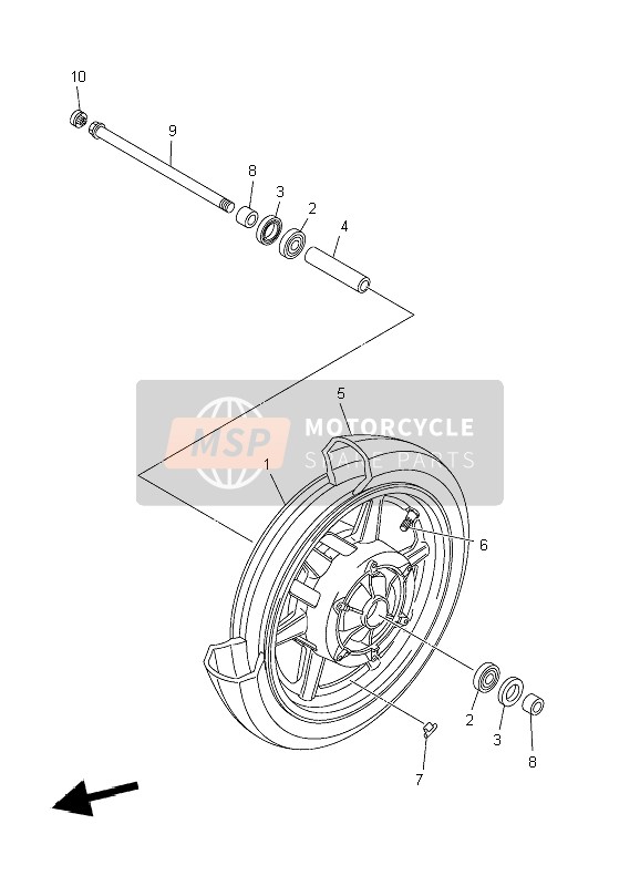 5KS251810000, Axle, Wheel, Yamaha, 2