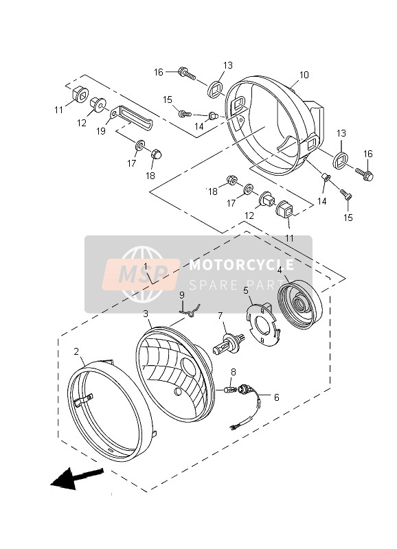 5D1H410A0000, Headlight Unit Com, Yamaha, 1