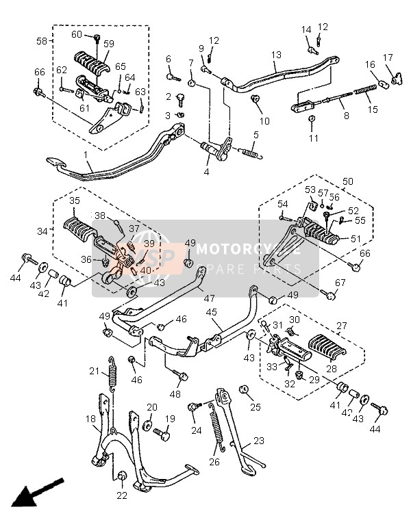 1RM274200093, Front Footrest Assy (Right), Yamaha, 1