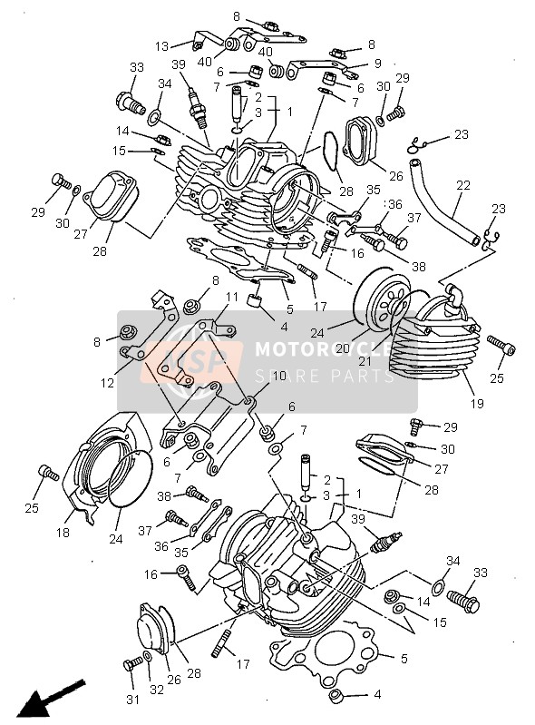 Yamaha XVS650 DRAGSTAR 1997 Cylinder Head for a 1997 Yamaha XVS650 DRAGSTAR