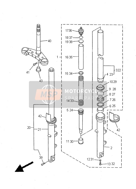 4YR231710000, Piston, Voorvork, Yamaha, 2