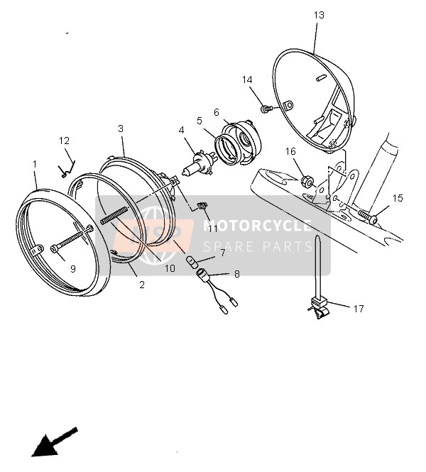 Yamaha XVS650 DRAGSTAR 1997 SCHEINWERFER für ein 1997 Yamaha XVS650 DRAGSTAR