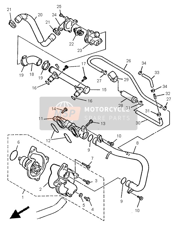 3TJY12420000, Water Pump Assy, Yamaha, 0