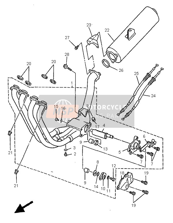 Yamaha YZF1000R THUNDERACE 1997 Exhaust for a 1997 Yamaha YZF1000R THUNDERACE