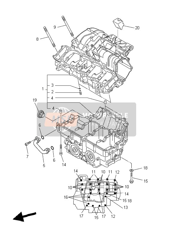 Yamaha YZF-R1 2007 Crankcase for a 2007 Yamaha YZF-R1