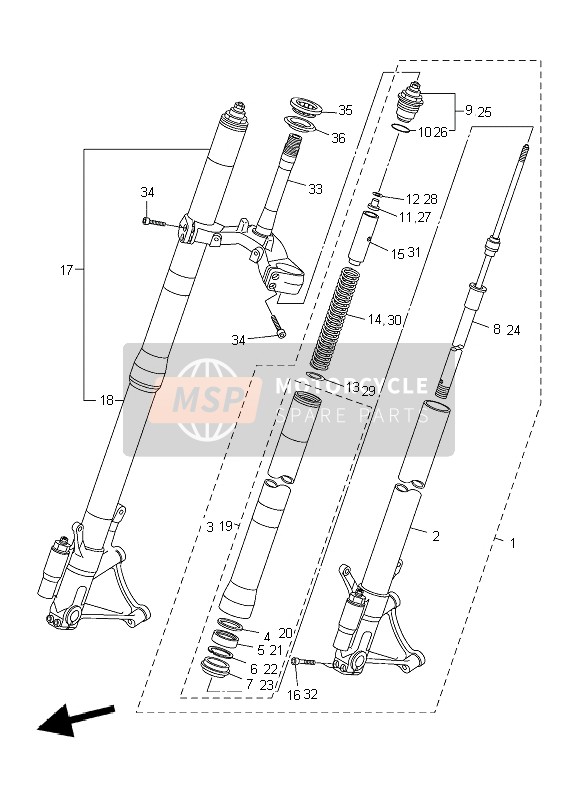 Yamaha YZF-R6 2007 Front Fork for a 2007 Yamaha YZF-R6