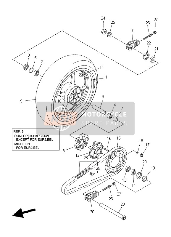 Yamaha YZF-R6 2007 Rear Wheel for a 2007 Yamaha YZF-R6