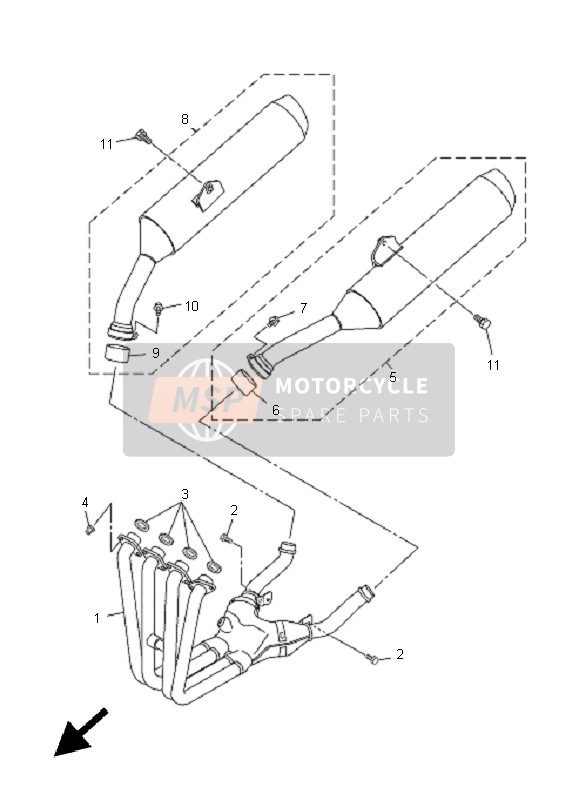 Yamaha FJR1300A 2008 Exhaust for a 2008 Yamaha FJR1300A