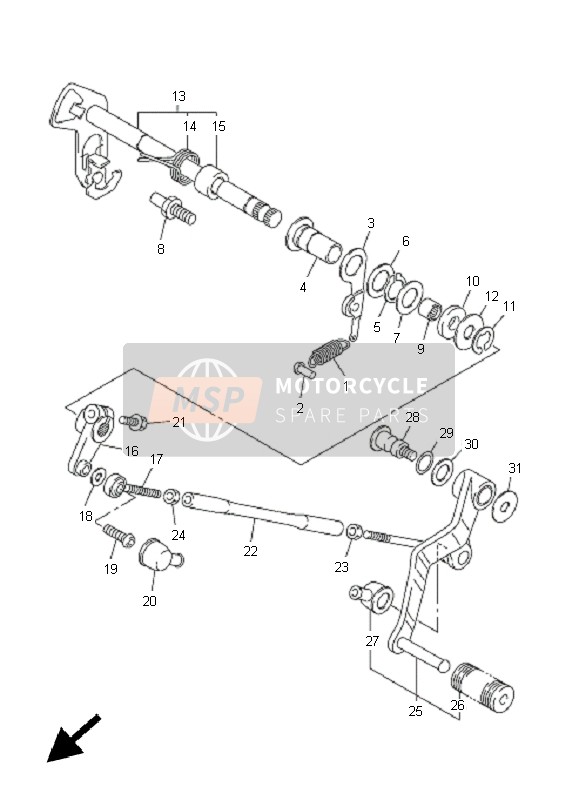 Yamaha FJR1300A 2008 Shift Shaft for a 2008 Yamaha FJR1300A