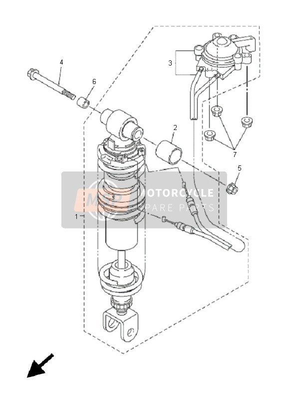 Yamaha FJR1300A 2008 Suspensión trasera para un 2008 Yamaha FJR1300A