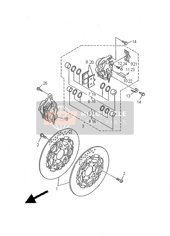 5DM2580U0000, Etrier Complet (D), Yamaha, 1