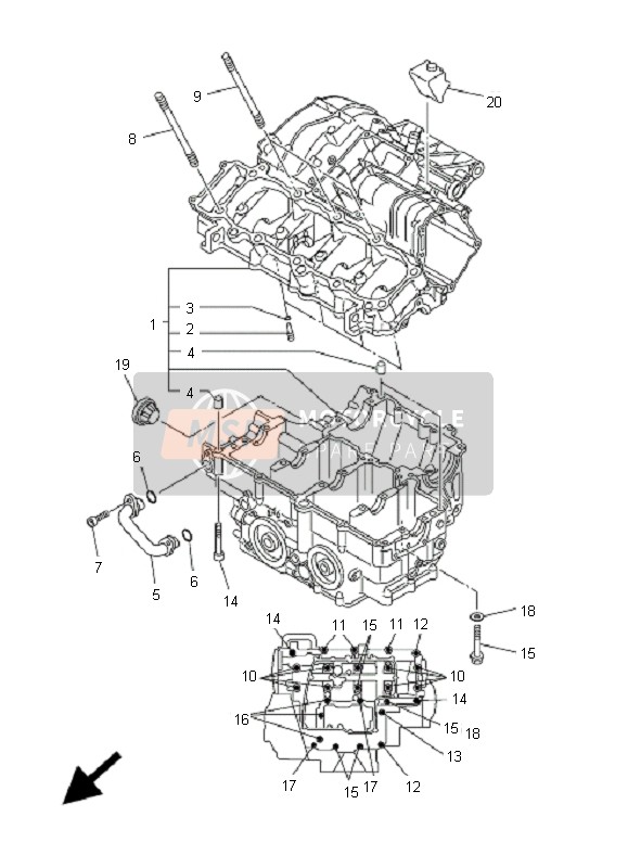 Yamaha FZ1-N FAZER 2008 Carter per un 2008 Yamaha FZ1-N FAZER