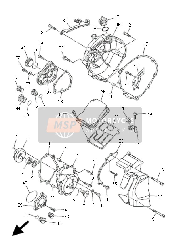 Yamaha FZ1-N FAZER 2008 Carterdeksel 1 voor een 2008 Yamaha FZ1-N FAZER