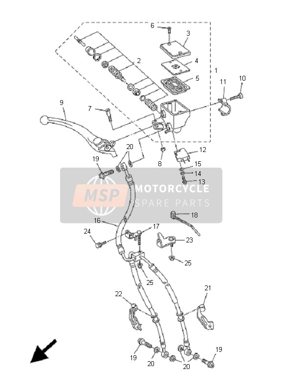 Yamaha FZ1-N FAZER 2008 Pompa freno anteriore per un 2008 Yamaha FZ1-N FAZER