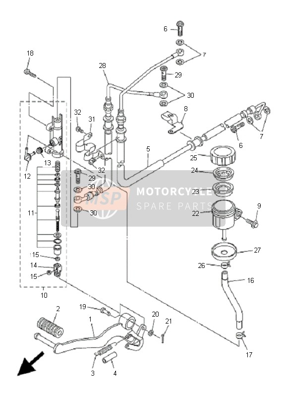 Yamaha FZ1-NA FAZER 2008 Rear Master Cylinder for a 2008 Yamaha FZ1-NA FAZER