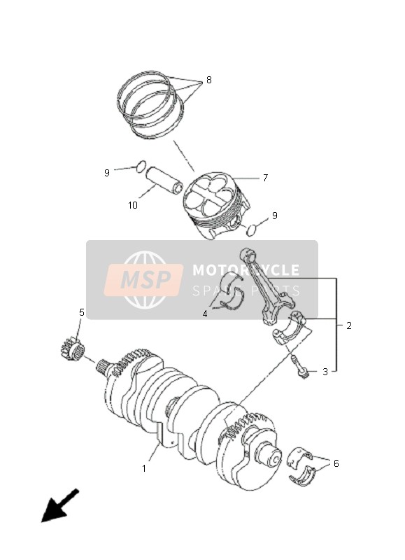 Yamaha FZ1-S FAZER 2008 Albero motore & Pistone per un 2008 Yamaha FZ1-S FAZER