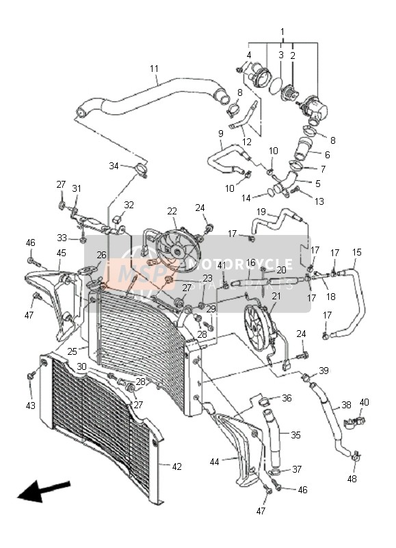 Yamaha FZ1-SA FAZER 2008 Radiateur & Tuyau pour un 2008 Yamaha FZ1-SA FAZER