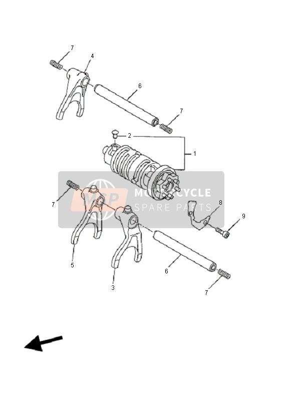 Yamaha FZ6-NAHG 2008 Shift Cam & Fourchette pour un 2008 Yamaha FZ6-NAHG