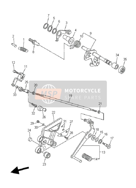 Yamaha FZ6-NAHG 2008 Eje de cambio para un 2008 Yamaha FZ6-NAHG