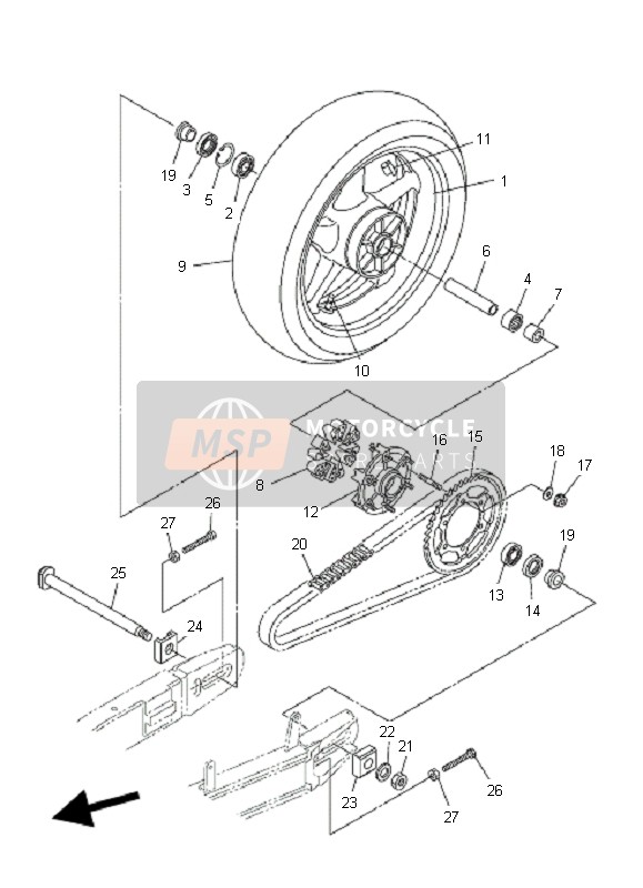 Yamaha FZ6-NHG 2008 Rear Wheel for a 2008 Yamaha FZ6-NHG